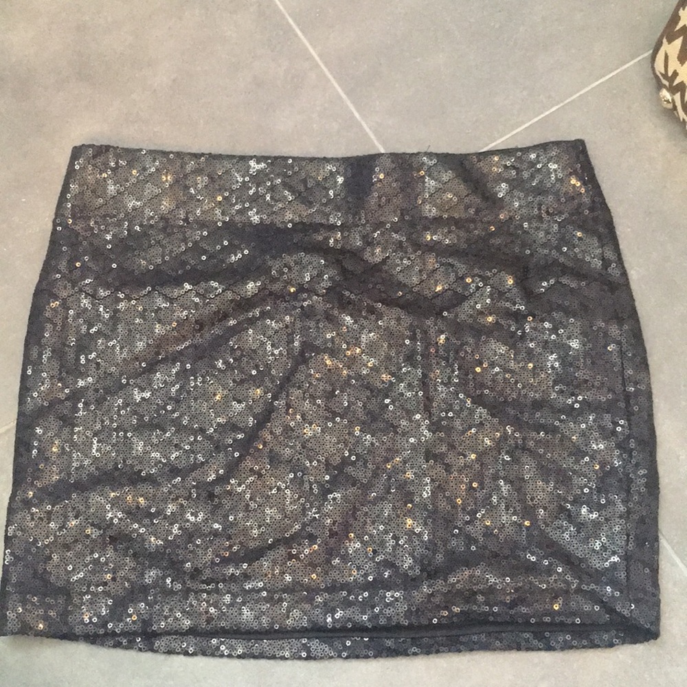 Sequin black mini skirt